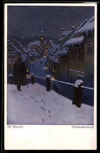 AK Waldheim / Sachsen, Silvesterabend im Schnee