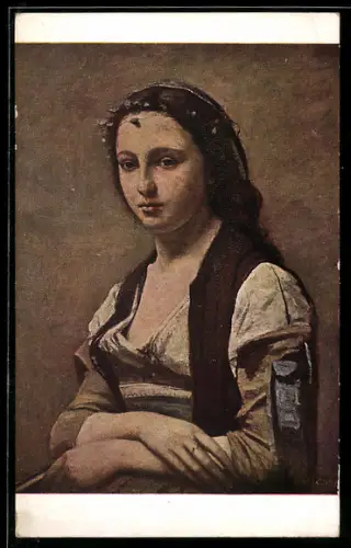Künstler-AK sign. B. Corot: La femme à la perle