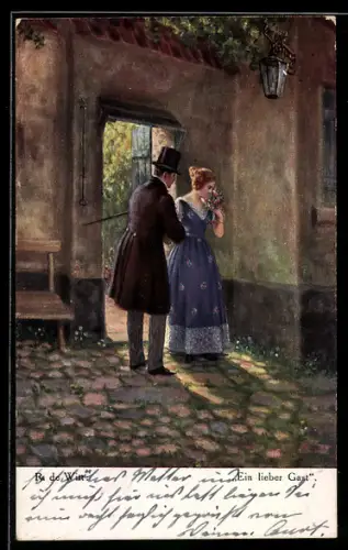 Künstler-AK sign. R. de Witt: Ein lieber Gast