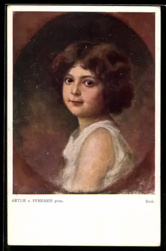 Künstler-AK sign. Artur v. Ferraris: Susi, Portrait eines jungen Kindes im Halbprofil