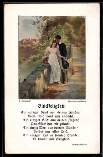 Künstler-AK R. Eichstaedt: Paar bei einem romantischen Spaziergang