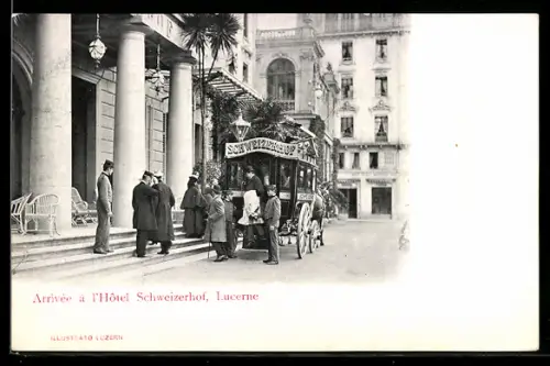 AK Lucerne, Arrivée à l`Hotel Schweizerhof