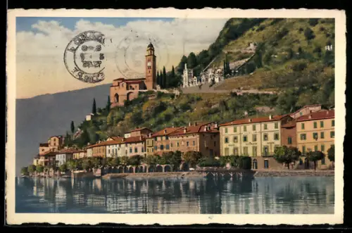 Künstler-AK Morcote /Lago di Lugano, Panorama
