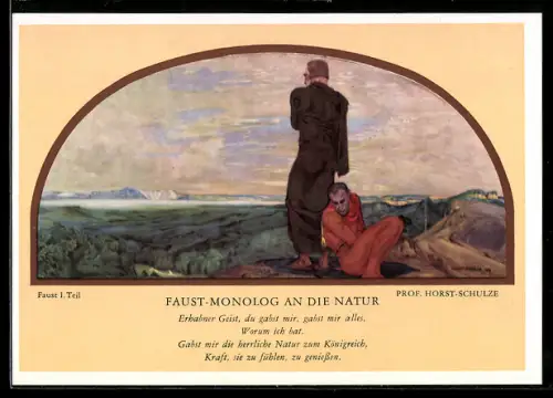 Künstler-AK Leipzig, Gasthaus Auerbachs Keller, Mädlerpassage, Gemälde Faust-Monolog an die Natur