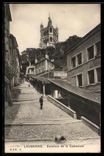 AK Lausanne, Escaliers de la Cathédrale