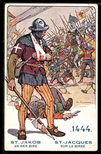 Künstler-AK Der schweizer Soldat im Laufe der Jahrhunderte, 1444, St. Jakob an der Birs