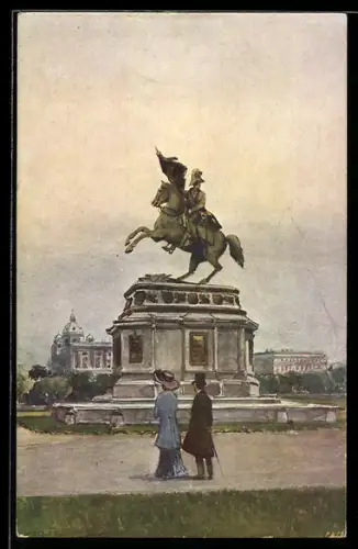 Künstler-AK Brüder Kohn (B.K.W.I) Nr. 857 /10: Erzherzog Karl-Monument am äusseren Burgplatz