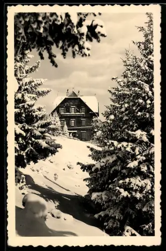 AK Stubenberghaus am Schöckel im Schnee