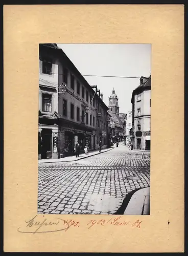 Fotografie Brück & Sohn, Meissen, Ansicht Meissen, Fleischergasse - Warenhaus Oscar Schulz