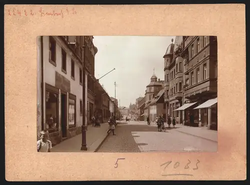 Fotografie Brück & Sohn, Meissen, Ansicht Limbach, Helenenstrasse, Buch- und Musikalienhandlung Bruno Kämple