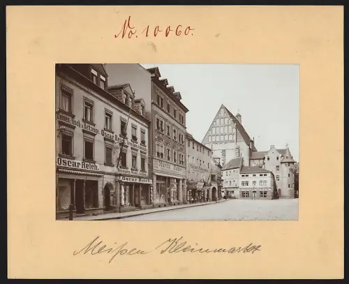 Fotografie Brück & Sohn, Meissen, Ansicht Meissen, Kleinmarkt mit Geschäftshaus für Textilien Oscar Reich