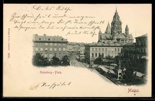 AK Mainz, Gutenberg-Platz, Dom