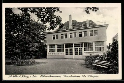 AK Bad König i. Odenw., Fafnirbrunnen, Sanatorium Dr. Zimper