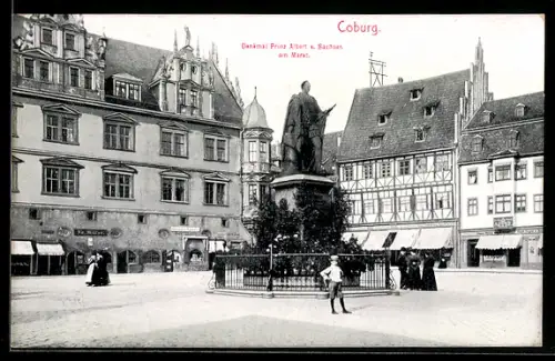 AK Coburg, Denkmal Prinz Albert v. Sachsen am Markt