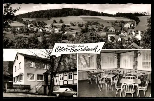 AK Ober-Sensbach, Gasthaus Goldner Pflug Inh. Ludwig Fesshag, Ortsansicht, Gastraum