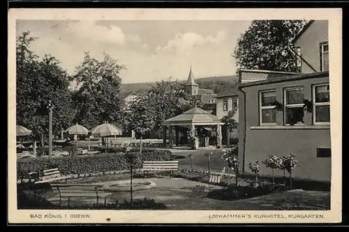 AK Bad König i. Odenw., Lothammer`s Kurhotel, Kurgarten