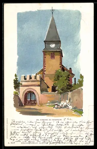 Künstler-AK Seeheim, Kirche