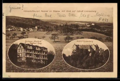 AK Nonrod, mit Blick auf Schloss Lichtenberg, Krankenhaus Waldeck