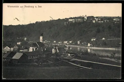 AK Neuburg am Inn, Wernstein, Ortspartie mit Kirche