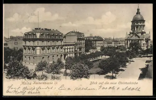 AK Mainz, Christuskirche an der Kaiserstrasse