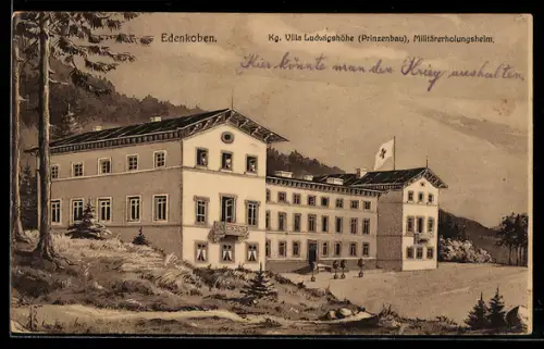 AK Edenkoben, Kg. Villa Ludwigshöhe, Prinzenbau, Militärerholungsheim