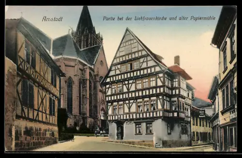 AK Arnstadt, Liebfrauenkirche und alte Papiermühle