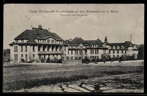 AK Mainz, St. Hildegardis-Krankenhaus an den Römersteinen, Seitenbau mit Liegehalle
