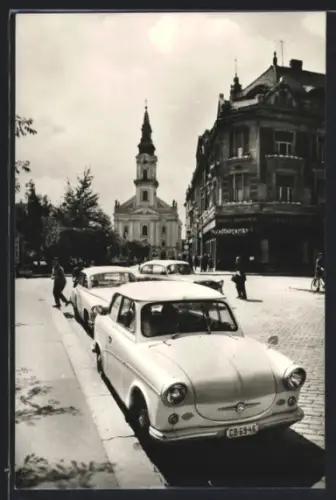 Foto-AK Kecskemet, Auto Sachsenring Trabant 600 Trabi