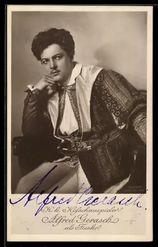 AK Schauspieler Alfred Gerasch als Fiesko, Autograph