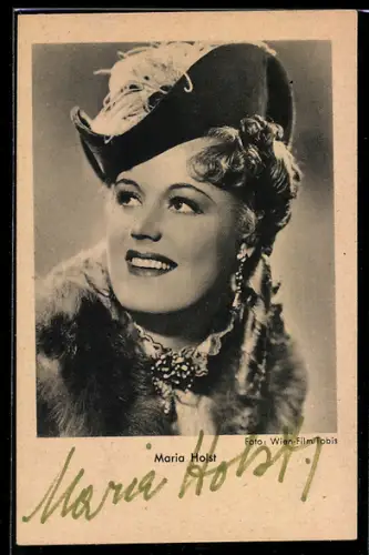 AK Schauspielerin Maria Holst im Kostüm, Autograph