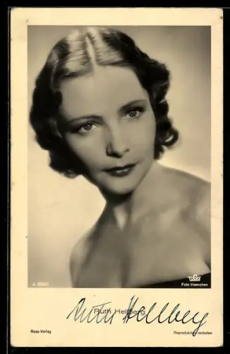 AK Schauspielerin Ruth Hellberg, Autograph