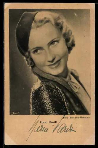 AK Schauspielerin Karin Hardt, Porträt, Autograph
