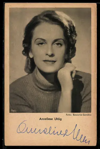 AK Schauspielerin Anneliese Uhlig, Porträt, Autograph