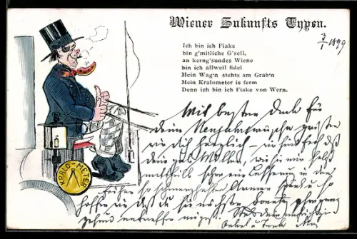 AK Wiener Zukunfts-Typen, Kutscher auf Kutschbock