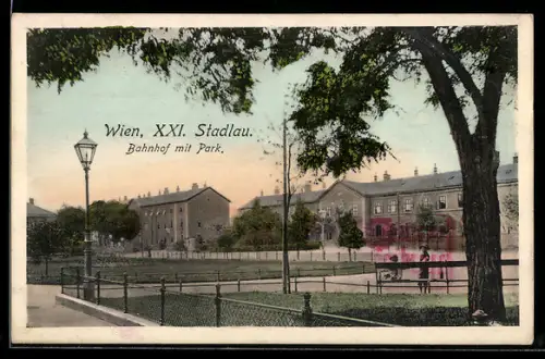 AK Wien, Bahnhof mit Parkanlagen