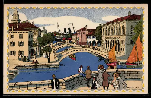Künstler-AK H. Kalmsteiner: Wien, Österreichische Adria-Ausstellung 1913, Motiv in Venedig