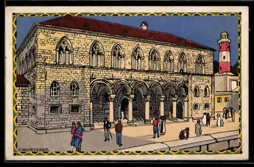 Künstler-AK H. Kalmsteiner: Wien, Österreichische Adria-Ausstellung 1913, Rektorenpalast in Ragusa