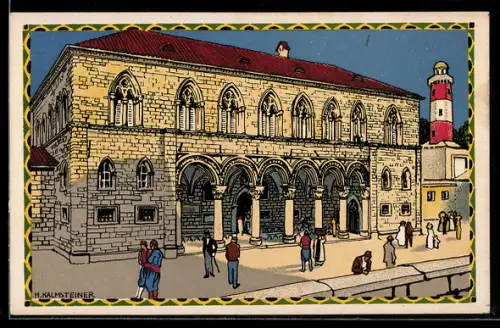 Künstler-AK H. Kalmsteiner: Wien, Österreichische Adria-Ausstellung 1913, Rektorenpalast in Ragusa