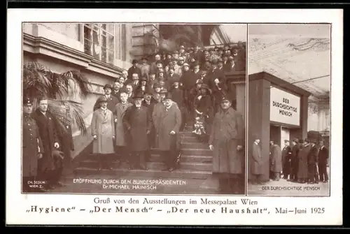 AK Wien, Ausstellung Hygiene - der Mensch - der neue Haushalt, 1925, Eröffnung durch Bundespräsident Hainisch