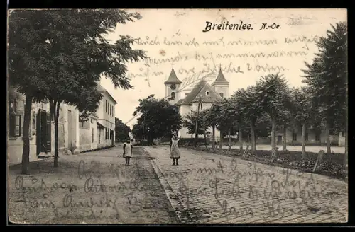 AK Wien, Breitenlee, Strassenpartie, Kirche
