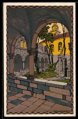 Künstler-AK H. Kalmsteiner: Wien, Österreichische Adria-Ausstellung 1913, Trau - Klostergang