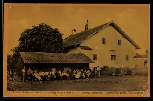 AK Aching b. Braunau a. I., Ludw. Huber`s Gasthaus