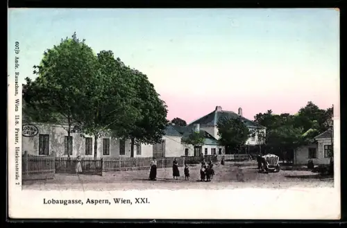 AK Wien, Aspern, Häuser an der Lobaugasse