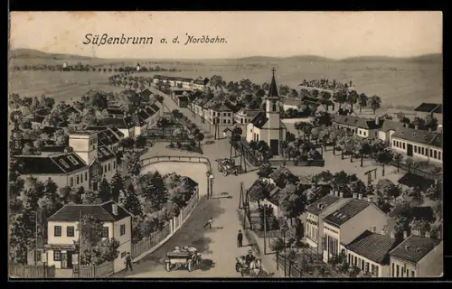 AK Süssenbrunn a. Nordbahn, Totalansicht aus der Vogelschau
