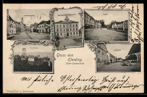 AK Eferding, Kirchenplatz, Kaiser Franz Josef-Jubiläumsschule