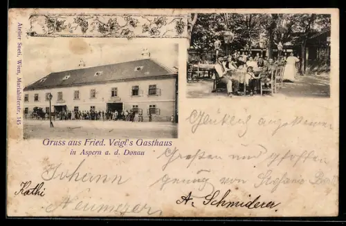 AK Aspern a. d. Donau, Fried. Veigl`s Gasthaus