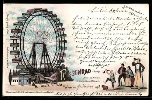 Lithographie Wien, Wiener Prater, Riesenrad