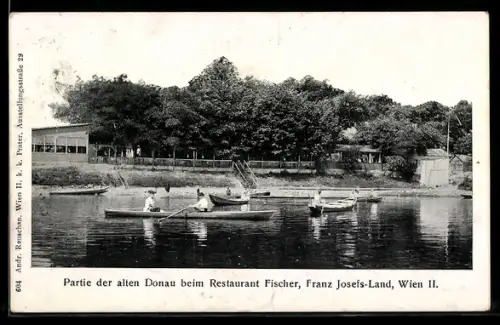 AK Wien, Donau mit Restaurant Fischer