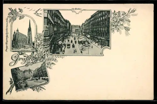 AK Wien, Graben, Stephansdom und der Hohe Markt