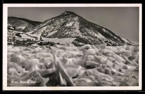 AK Wien, Eisstoss auf der Donau 1940, Blick zum Leopoldsberg